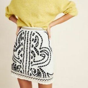 New Anthropologie Maeve Carys Embroidered Mini Skirt